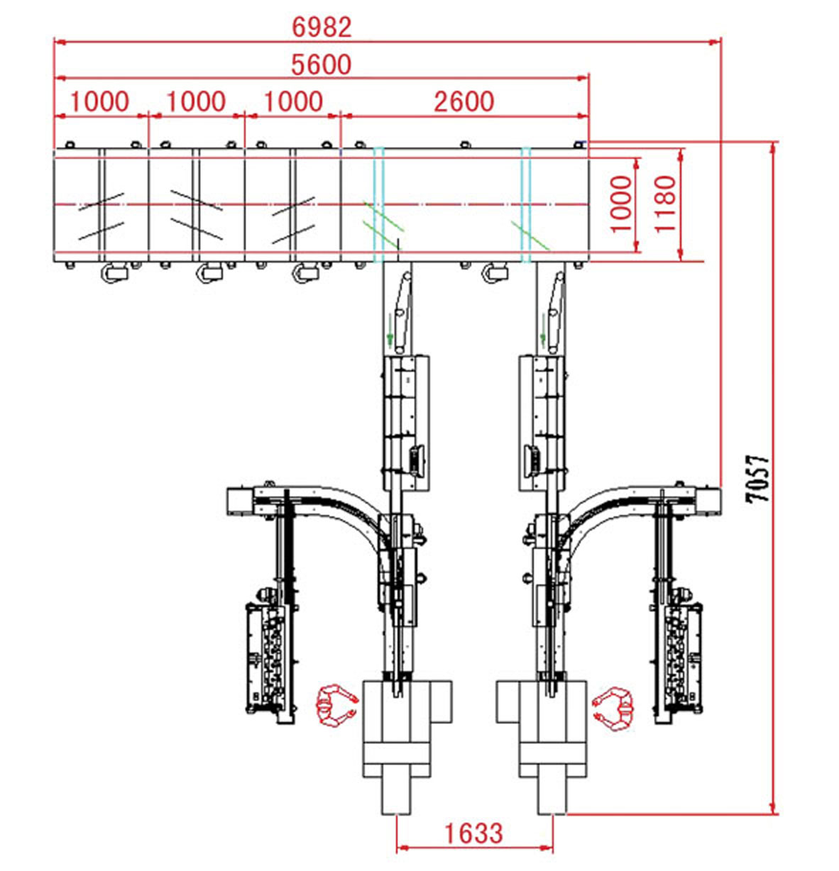 automatic tray loading and packaging system drawing